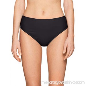 24th & Ocean Women's Solid Mid Waist Hipster Bikini Swimsuit Bottom Black Solid B07FPJNBC2